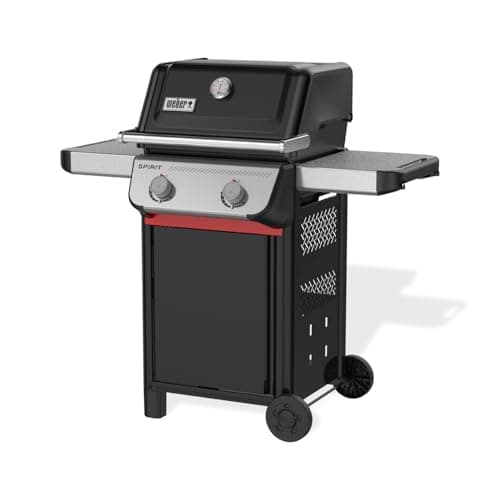 Weber Barbecue a gas Spirit E-210/2 bruciatori, accensione Snap-Jet, ruote resistenti e griglia di riscaldamento, superficie di 51 x 46cm, compatibile con le guide laterali Weber Works, nero/argento