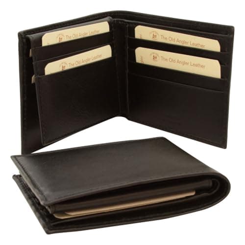 Old Angler Firenze Portafoglio in vera pelle | Protezione RFID integrata | Cuoio fiorentino conciato vegetale | Portafoglio in pelle nero con 2 scomparti