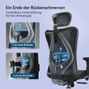 SIHOO M57 Ergonomischer Bürostuhl, Chefsessel mit 3D verstellbare Armlehne und Lendenwirbelstütze, Hautfreundliche Netz-Hochlehne, Schreibtischstuhl bis 150kg/330LB Belastbar(schwarz) - 9