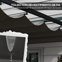Outsunny Pérgola 3x4 m Gazebo Cenador de Jardín con Techo Retráctil de Poliéster y 12 Orificios de Drenaje Pérgola para Patio Terraza Exterior Gris Oscuro - 4