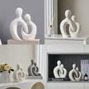 Eachave Escultura romántica de Pareja en cerámica Blanca - Estatua Moderna de Amantes para Decorar Sala de Estar, Oficina y Dormitorio Aniversarios y San Valentín - 8