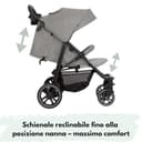 Graco Passeggino Leggero EezeFold DLX | Passeggino da Viaggio Leggero con Meccanismo di chiusura a una mMno, sospensioni a 4 ruote, posizione reclinabile piatta e ampio cestello – Grigio Lunare - 3