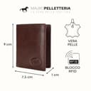 Mauro Pelletteria Mini Portafoglio Uomo in Vera Pelle Artigianale Made in Italy Portafoglio Uomo Piccolo Porta Carte di Credito Sei Scomparti e Tasca per Banconote Testa Moro - 2