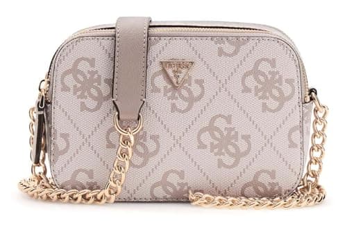 GUESS Noelle II Crossbody Camera Bag Dark Taupe Logo Light Grey
