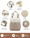 LOVEVOOK Rucksack Damen, 15,6 Zoll Laptop Schulrucksack Teenager Mädchen mit Laptopfach, Wasserdicht Reiserucksack Arbeitstasche Daypack, Schultasche Backpack Women Elegant für Uni Reise Büro, Beige - 4