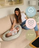 molis&co - Babynest - 100% Baumwolle (Oeko-TEX) - Babynestchen Neugeborene - Ideal als Reisebett, Kuschelnest Geeignet & Cradle Reducer - 90 x 50 cm - Mint Tea - 4