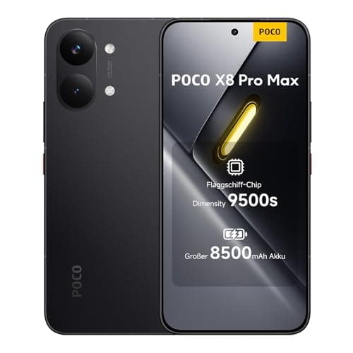 XIAOMI Poco X8 Pro Max Smartphone 12GB+512GB, Dimensity 9500s Prozessor, 8500mAh Akku, Ultra-helles AMOLED-Display, 50MP Light Fusion 600 Hauptkamera mit OIS, Schwarz, 3 Jahre Garantie