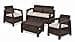 Keter Corfu Conjunto de jardín Exterior 4 plazas y Mesa con Cojines incluidos, Resina con Acabado ratán Plano, Marrón - 1
