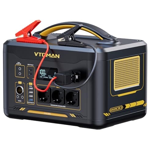 VTOMAN Jump 2200 Tragbare Powerstation mit Überbrückungskabel - 1548Wh/2200W(Spitze 4400W) LiFePO4 Batterie mit Erweiterbare Kapazität auf 3096Wh für Notfall,eine sichere Fahrzeugrettung