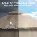 Outsunny Gazebo da Giardino 3x3.6m con Parete, Zanzariera, Gazebo da Esterno con Doppio Tetto, Fori di Drenaggio, Supporti Superiori Regolabili, Struttura Metallo, Giardino Terrazzo Feste Patio, Cachi - 3