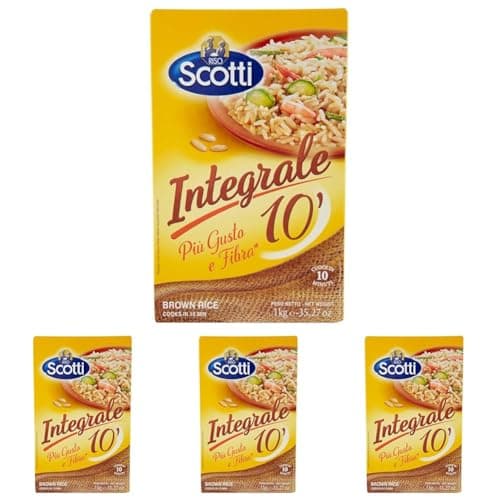 Riso Scotti - Riso Integrale 10' - Riso per Risotti, Insalate e Contorni - 1 kg (Confezione da 4)