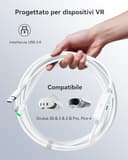 INIU Cavo di collegamento VR Premium da 4,9 m con ricarica, USB 3.0 compatibile con Meta Quest 3s, Oculus Quest 3/2/Pro, Pico 4, PC VR e Steam VR, perfetto accessorio per realtà virtuale bianca - 3