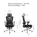 Hbada P5 Sedia da ufficio ergonomica con poggiatesta regolabile e supporto lombare, comodo cuscino a molla, supporto per sedia da computer, funzione inclinabile, sedia girevole in rete con poggiapiedi - 3