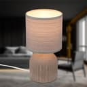 BRILONER - Tischlampe mit Stoffschirm, Kabelschalter, Keramikfuß, Lampe, Nachttischlampe, Tischleuchte, Dekolampe Flur, Bürolampe, Leselampe, Wohnzimmer, Schlafzimmer, 15x28 cm (DxH), Braun - 7