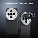 NEEWER Protectora Funda Móvil Compatible con OPPO Find X7 Ultra, TPU Resistentes + PC Funda Piel Sintética con 17mm Lens Mounts & 67mm Adaptador Filtro para Carga Inalámbrica, PA116 Negro + Plateado - 2