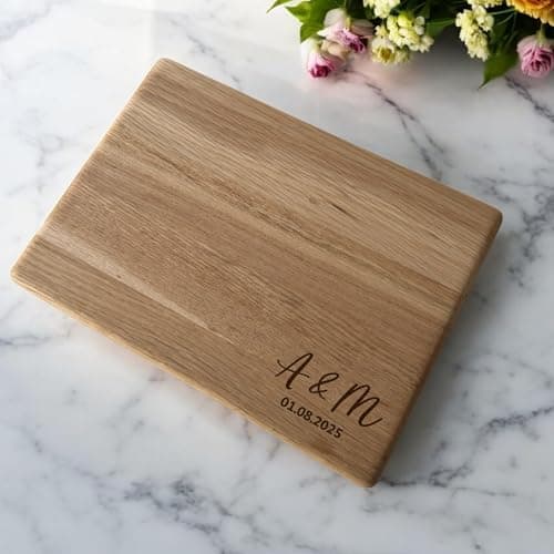 Couples Gift Personalised Classic Oak Wood Chopping Board Chopping Wedding Gift New Home Gift Engagement Wedding Anniversary Valentines Initials Design in 25cm or 45cm (25cm)