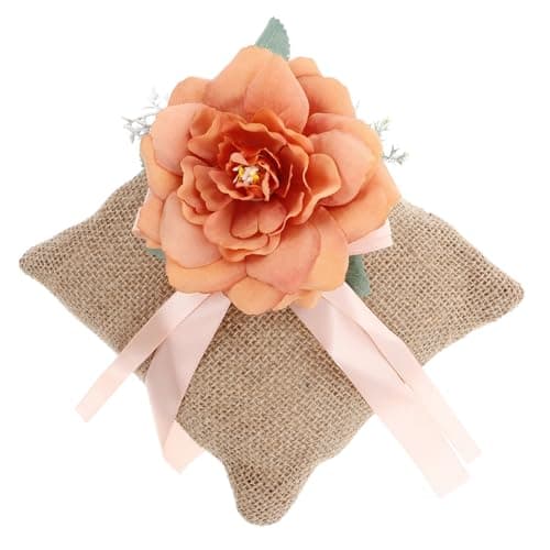 SUPVOX Cuscino Portafedi Rustico in Lino Naturale, Set Cuscino Decorativo Piccolo per Anelli da Matrimonio ed Eventi, Ornamento Nuziale Fatto a Mano per Cerimonie e Anniversari