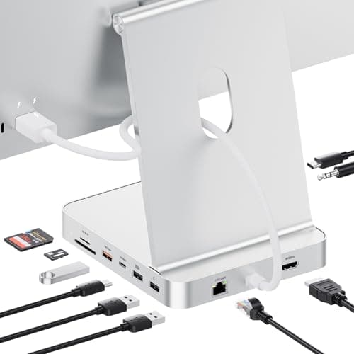 PULWTOP Upgraded iMac Hub für M1/M3/M4, iMac Zubehör M4 unterstützt 4TB SSD-Gehäuse (SSD Nicht enthalten), USB C Hub für iMac 24 Zoll mit 4K@60Hz HDMI, 2,5GbE (Silber)