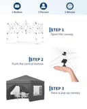 Aptliton 3x3m Pop Up Gazebo with 4 Sidewalls, Waterproof Outdoor Gazebo UPF 50+ with 4 Stakes, 4 Ropes, 4 Sandbags & Carry Bag for Patio, Camping, Market & Outdoor Activities, Grey - 4