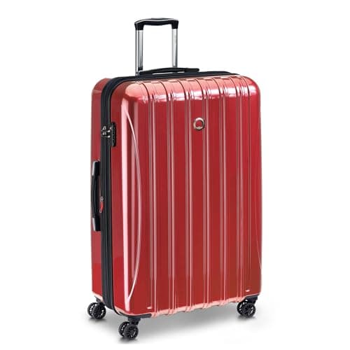 DELSEY Paris Helium Aero Hardside Expandable Luggage with Spinner Wheels, Brick Red, Checked-Large