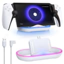 FYOUNG Charging Dock Station for Playstation Portal, Portable Charger Stand for Ps Portal with RGB Light and USB C Charging Cable, Handheld Stand Holder for Playstation Portal (White) - 1