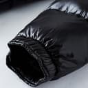 Winterkapuzenjacke, warm, mittleres Gewicht, Metallic-Daunenjacke, Reißverschluss, Steppung, glänzender Puffermantel, Schwarz , S - 5