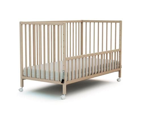 Webaby - Lettino Cosleeping legno 60x120cm LIO | Faggio grezzo | Culla Legno massiccio | Dalla nascita | Regolabile in altezza | Letto a doghe o letto Cododo| Rete a doghe