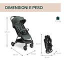 Chicco Urbino, Passeggino 0+ Mesi-22 Kg, Passeggino Leggero con Chiusura Smart e Compatta, Capotte Estensibile con Trattamenti UV50+ Antipioggia, Schienale Reclinabile e Regolabile, Poggiagambe, Verde - 3