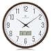 Lafocuse Reloj de Pared Calendario con Fecha y Termometro LCD, Silencioso Reloj Marrón Vintage, Fácil de Leer sin Tictac para Cocina Oficina Dormitorio Salon 30cm - 5
