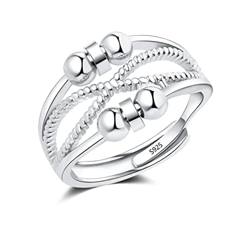 Cangall Anello antistress in argento sterling 925 da donna aperto regolabile con filatore