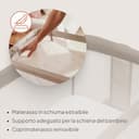 lionelo LUNA lettino portatile con materasso, co-sleeping, da neonato a 9kg, altezza e inclinazione regolabili, 4 ruote con blocco, fissaggio al letto dei genitori, arioso lettino da affiancare - 9