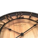 K&L Wall Art große Vintage Wanduhr industrielle Landhaus Wanduhren Holz-Metalloptik ohne Tickgeräusch lautlose Uhr (Farmhouse Brown, Ø 50cm) - 3