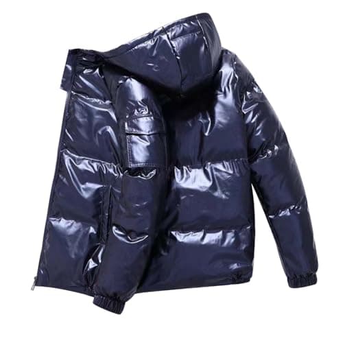 Mobanna puffer jacket women - Puffer Jacke Herren Damen Glänzend Winterjacke Daunenjacken Für Winter Men's Down Jacket Mit Kapuze Reißverschluss Metall Glänzende Windjacke Parka