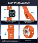 MoKo Ocean Band Compatible with Apple Watch Ultra 3/2/1 49mm,S11/S10 46mm,9/8/7 45mm,SE3/SE2/SE/6/5/4 44mm,3/2/1 42mm,Silicone Replacement Strap Wrist Band for Men Women, Orange - 6