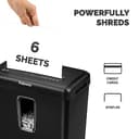 Fellowes Shredder Powershred FS-6C – 6 Sheet Cross Cut Paper Shredder for Home Use – Personal and Office Document Shredder – 15 Litre Bin – P-4 Security Level – Black - 3