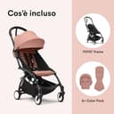 Passeggino Stokke YOYO3 da 6 mesi - Include telaio nero/cuscino seduta Ginger + Capottina - Si ripiega e si apre in un lampo - Leggero e compatto - Compatibile con il bagaglio a mano - 8