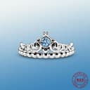 MAYIYAHO 925 Sterling Silver Tiara Blu Anello Corona Carrozza Zucca Allenatore Anelli di Barretta per Le Donne Argento Bague Gioielli Da Sposa Femminile - 2