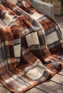 Manta de lana de merino BRAUN con cuadros de lana de oveja Schurwolle 180 x 200 cm - 3