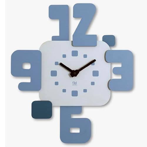 DEKORI - Orologio da Parete Moderno in Legno, Design Minimal a Numeri Grandi 43x48 cm - Artigianale 100% Made in Italy - Silenzioso, Ideale per Casa e Ufficio - Idea Regalo - (Nordik)