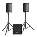 Vonyx VX0812BT – Sistema 2.1 Activo 800W con Bluetooth, subwoofer 12”, Altavoces 8”, USB, SD, Soportes y Mando, Equipo de Sonido Profesional para Fiestas y Eventos, Color Negro - 2
