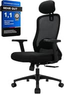 Milacyee Bürostuhl, Ergonomischer Bürostuhl mit Verstellbarer 4D Lendenwirbelstütze, Schreibtischstuhl mit Kopfstütze, Drehstuhl mit 90°-130° Liegefunktion (Abschließbar), Netzstuhl bis 150KG, Schwarz - 1