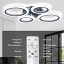 Caufloce Modern Smart Plafoniera Led Soffitto con Telecomando e App, Lampadario Dimmerabile da 48W, 3 Temperature di Colore, Modalità Memoria e Timer, Adatta Per Camera da Letto, Soggiorno, Nero - 6