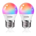 EXTRASTAR Smart Glühbirne E27 G45, Alexa LED WiFi Lampe 2700K-6500K, 4.9W 470LM 16 Millionen Farben WLAN Dimmbar Glühbirne, RGB Birne Kompatibel mit Alexa,Google Home, 2 Stück - 1