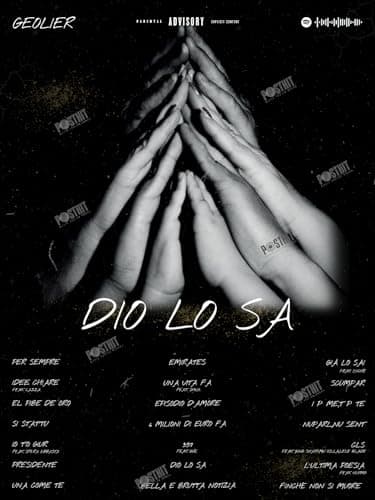 Generico Geolier Album Dio Lo Sa Poster, Trap/Rap Italiano, Hip Hop, Icone, Decorazioni, Stampa (Dio Lo Sa, SENZA CORNICE, 30x40 cm)