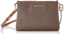 Michael Kors Trisha Borsa media a tracolla in pelle con triplo scomparto, Marrone, Medium - 1