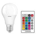 Osram STAR+ RGBW LED Lampe mit E27 Sockel, RGB-Farben per Fernbedienung änderbar, 9.7W, klassische Birnenform, Ersatz für 60W-Glühbirne, matt, LED Retrofit RGBW lamps with remote control, Einzelpack - 3