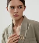 KLUFO CD Monogramma Strass Spilla Pin Rotonda Cristallo Lusso Gioielli Badge Regalo - 4