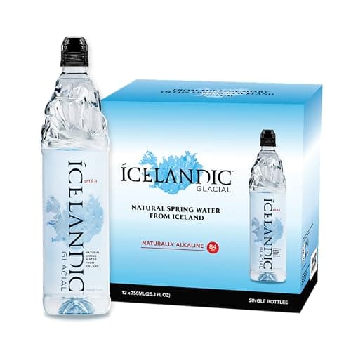 Icelandic Glacial Agua Premium Sin Gas 750ml Botellas de PET Reciclado x 12 Por Paquete – Alcalina/Bajo pH, Carbono Neutral desde el Manantial Islandés. Bajo Contenido de TDS y Minerales.