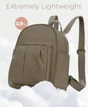 VASCHY Small Backpack Womens, Lightweight Rucksack Bag for Travel, Waterproof Mini Backpack for School, Work & Daily Use – Nylon Casual Daypack Handbag Khaki - 4