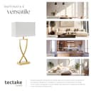 tectake® lampada da scrivania moderna, 60W, luce antiabbagliamento, paralume in tessuto, lampada da comodino struttura in ferro rivestito, base stabile, bajour comodino, design elegante - Color Ottone - 5